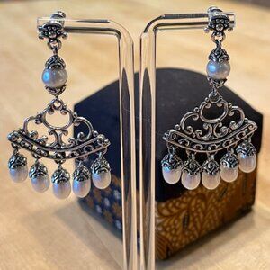 Sterling Silver Pearl Chandelier Earrings – new in box